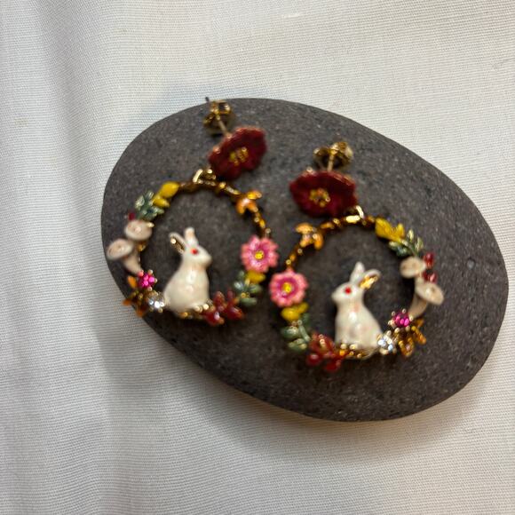 Les Nereides Enchanted Encounters Rabbit Earrings Cottage Boho French Dainty - Picture 9 of 9